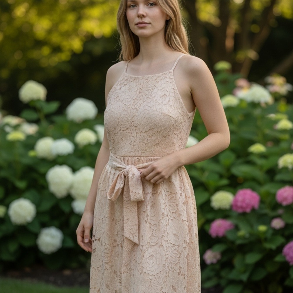 Alexia Admor Lace Midi Dress in Cream